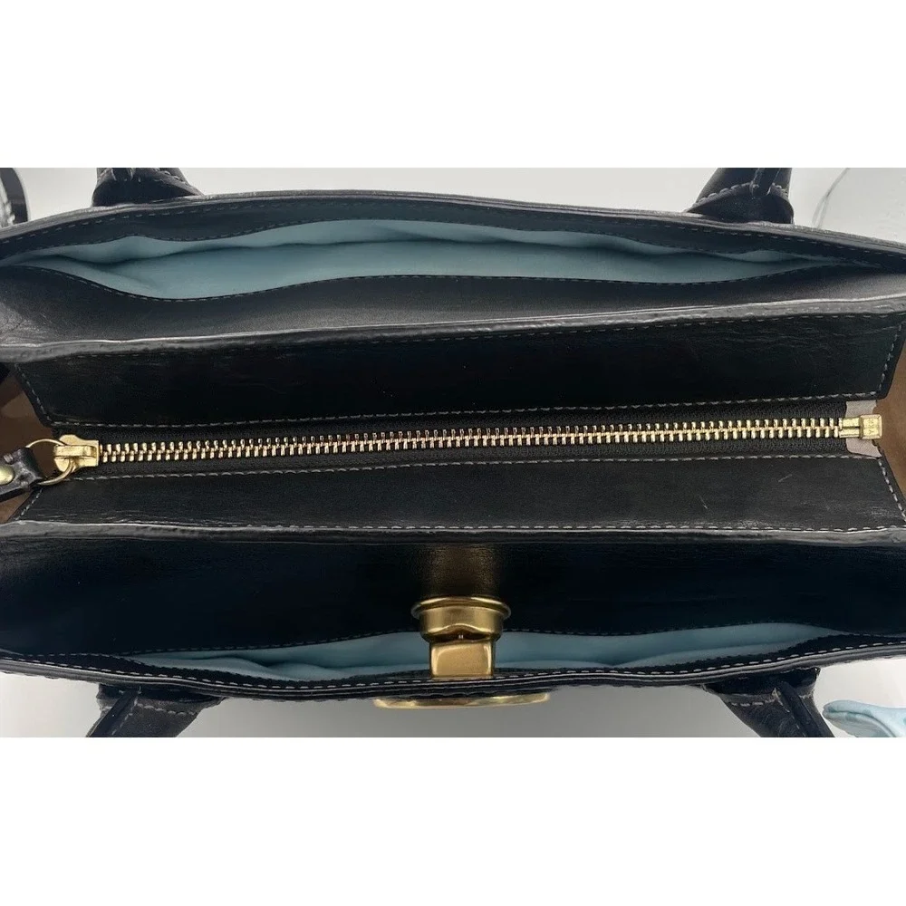 Coach Hamptons Madeline 11554 Black Leather Turnlock Carryall Tote Bag